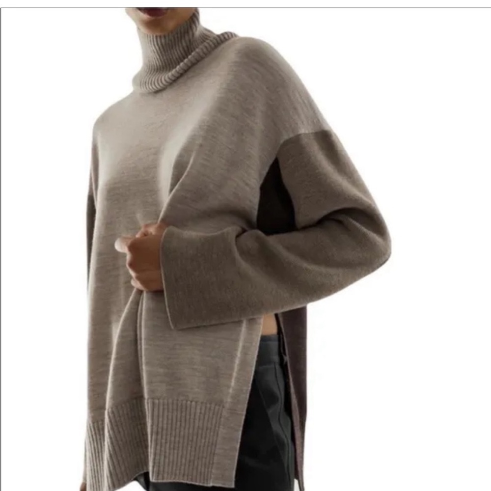 Cos Merino Contrast Color Block Brown Multicolore… - image 1